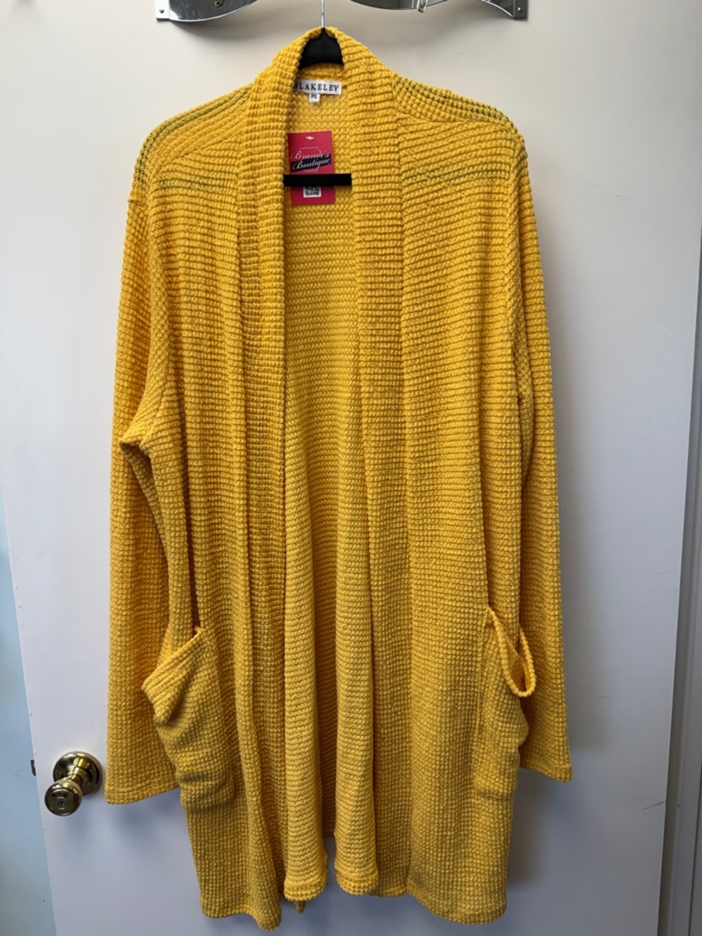 Blackley Mustard Yellow Open-Front Pocket Cardigan Sweater